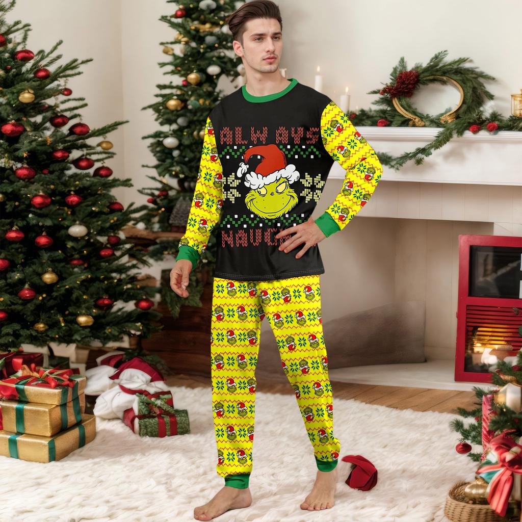 Print Cute Family Set Pajamas, Home Clothes, Family Set Long Sleeve Top Pants Set