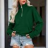 Women's Loose Fit Zip Up Sweatshirt Color Round Neck Long Sleeve Top