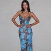 Winter Women's Long Dress Street Style Slim Print Design Sense of Halter Dress