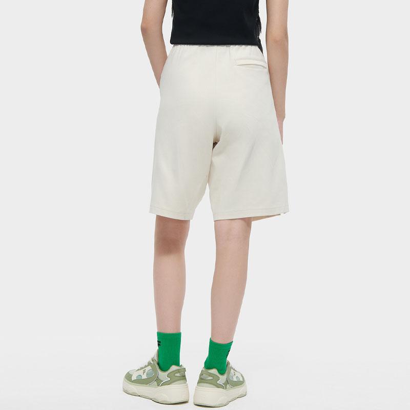 Fila Fusion FOB Logo Printed Knitted Straight Casual Shorts Unisex Shorts Off-White Beige T11U423603F-IV
