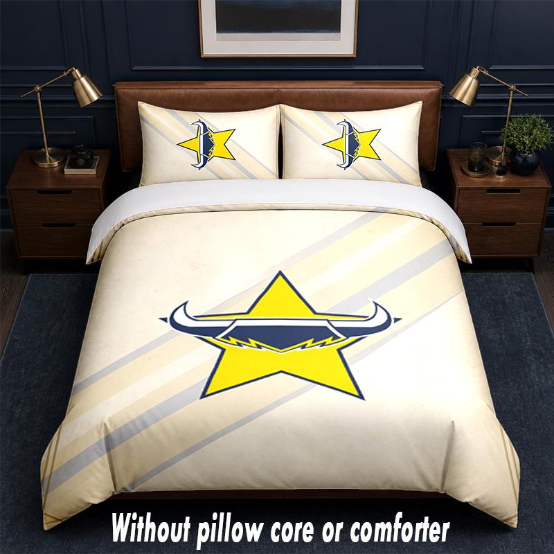 North Queensland Cowboys Design Bett Bettwäsche Set 1 Bettbezug + 2 Kissenbezüge Weich Atmungsaktiv Haushalt Bettwäsche