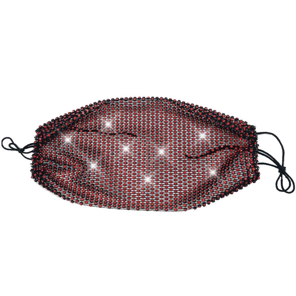 Women's Mesh Face Mask Flash Diamond Rhinestone Star Washable Personality Nightclub Party Mask