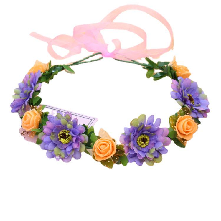 Fascia Floreale da Ninfa del Bosco - Accessorio per Capelli a Corona di Fiori da Spiaggia Stile Coreano