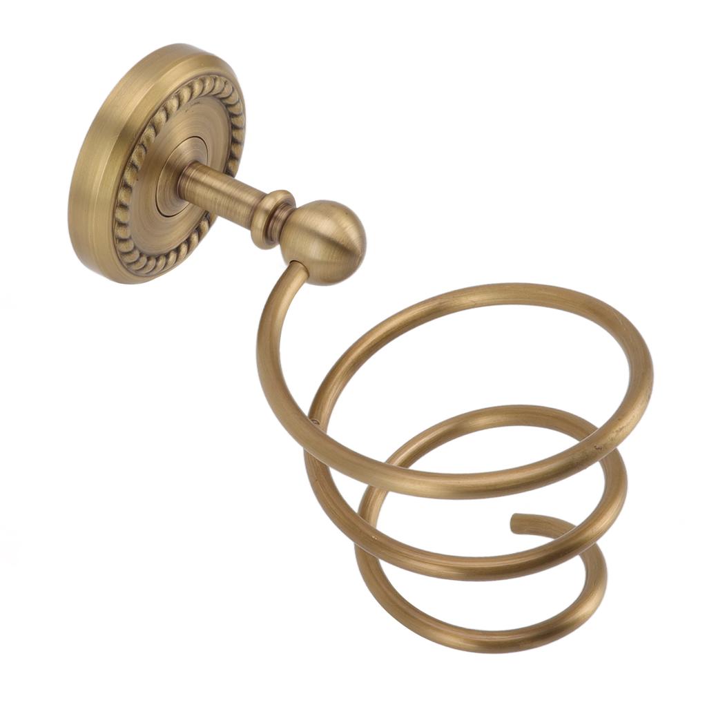 Hair Dryer Holder Antique Brass Hair Care Tools Holder Wall Mount Bronze Finished Spiral Hair Dryer Hanging Rack