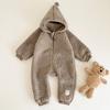 Baby Kleinkind Fleece Overall, Herbst Winter Baby Kapuzen Warm Reißverschluss Strampler Outfit für Jungen Mädchen