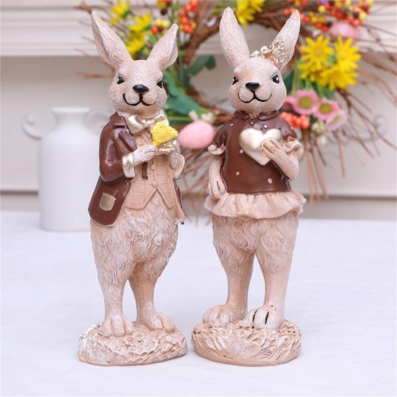 Friendly Easters Rabbit Resins Ornaments for Holiday Decoration and Indoor Display