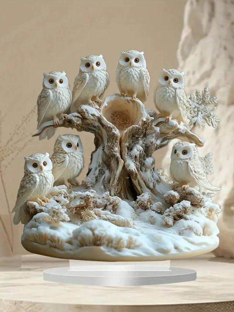 1 Eulenfamilien-Ornament, Sammlerstück im Anime-Stil, Heimdekoration, Bürodekoration, perfekt als Geschenk und Dekoration!