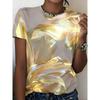 Summer Women's Color 3D Printed Crew Neck T-Shirt