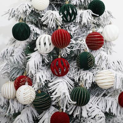 Christmas Ball, Red, Plush, Painted Ball, Christmas Tree Decoration Hanging Ball, 12 Pieces, 6cm, Christmas Velvet Ball, Christmas Gift