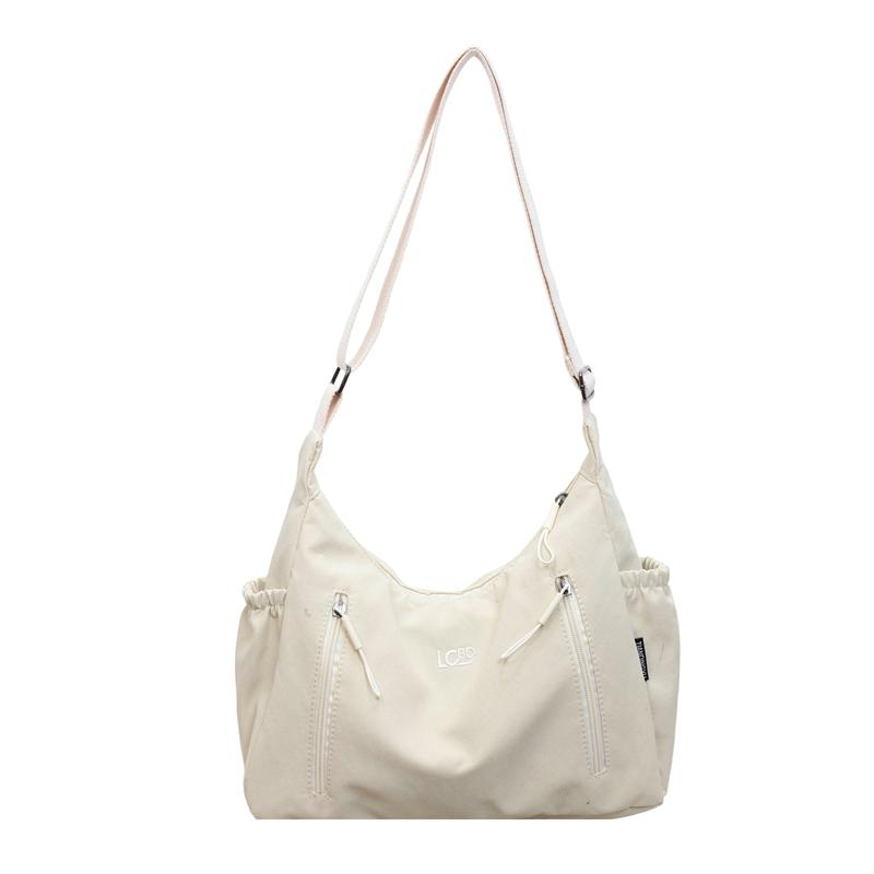 Nylon Shoulder Bag Women Casual Everyday Tote Bag with Zipper Pockets and Adjustable Strap
