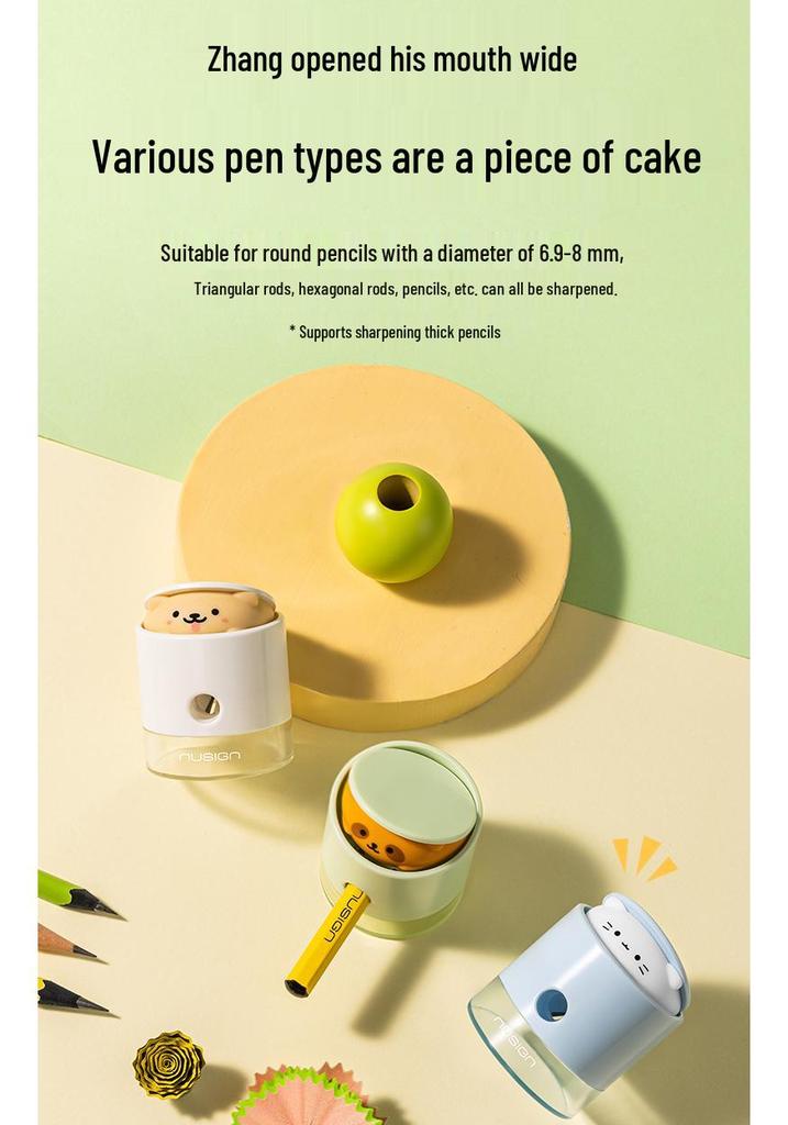Dell Power Manual Pencil Sharpener: Portable, Large Caliber, Auto-Eject Function, Ideal for Primary School Sketch Pencils.