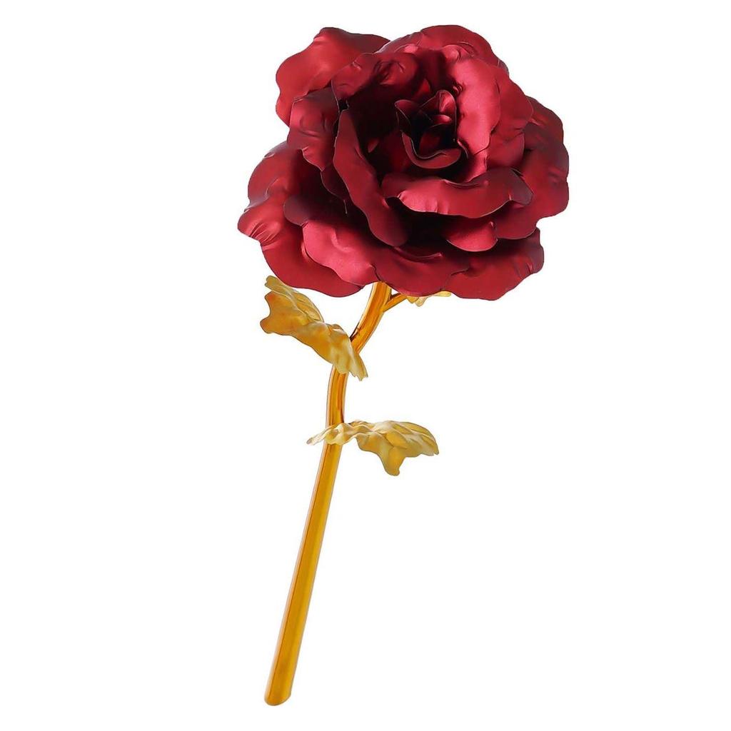 Golden Red Rose Flower Showpiece | Rose Day Valentine Gift for Girlfriend Boyfriend Husband Wife Her Him | Valentine Day Decoration Items