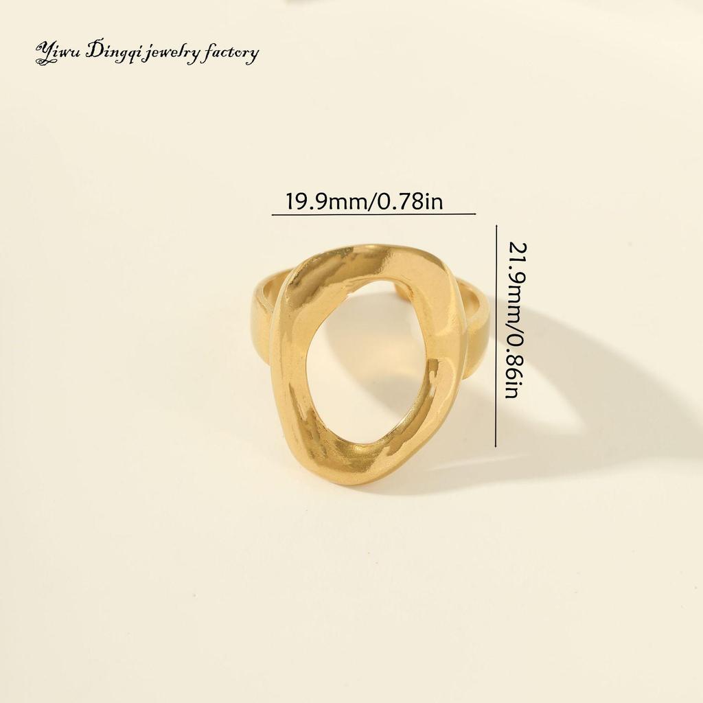 Luxury Non-Fading Drip Oil Open Ring - European and American Style Stainless Steel Statement Jewelry