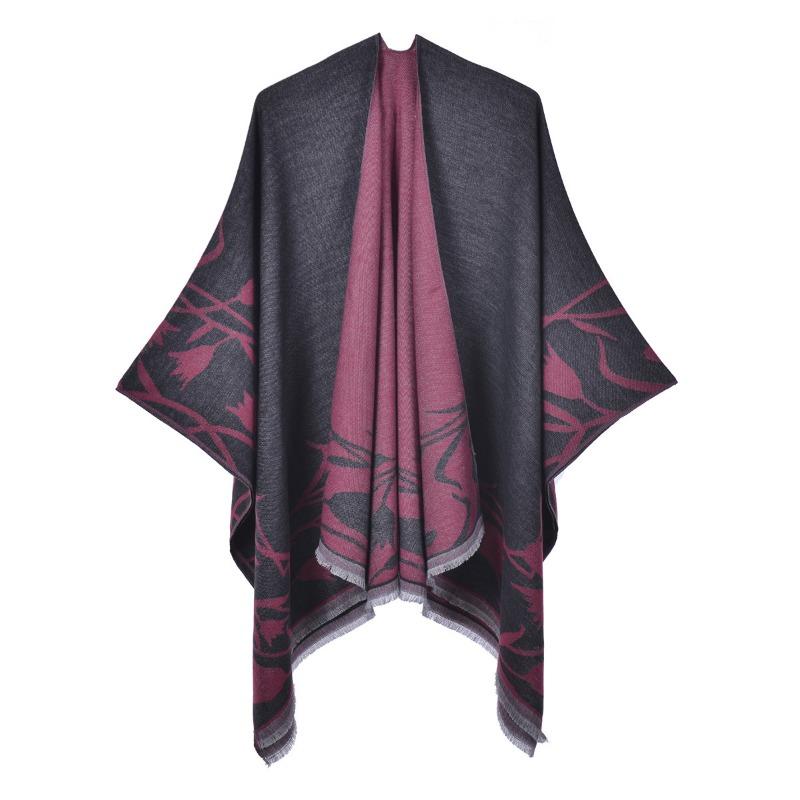 Retro Double-sided Split Shawl Can Be Worn In All Seasons, Women's Imitation Cashmere Fringed Cape Cardigan, Air-conditioned Room with Blanket