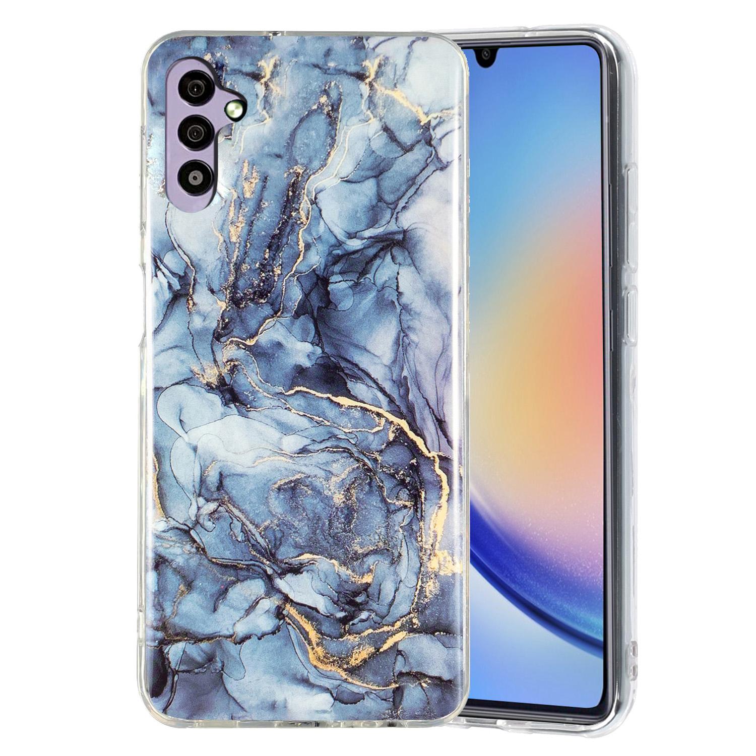

For Samsung Galaxy A34 5G IMD Marble Pattern TPU Case Bump Proof Back Protector Phone Cover Grey