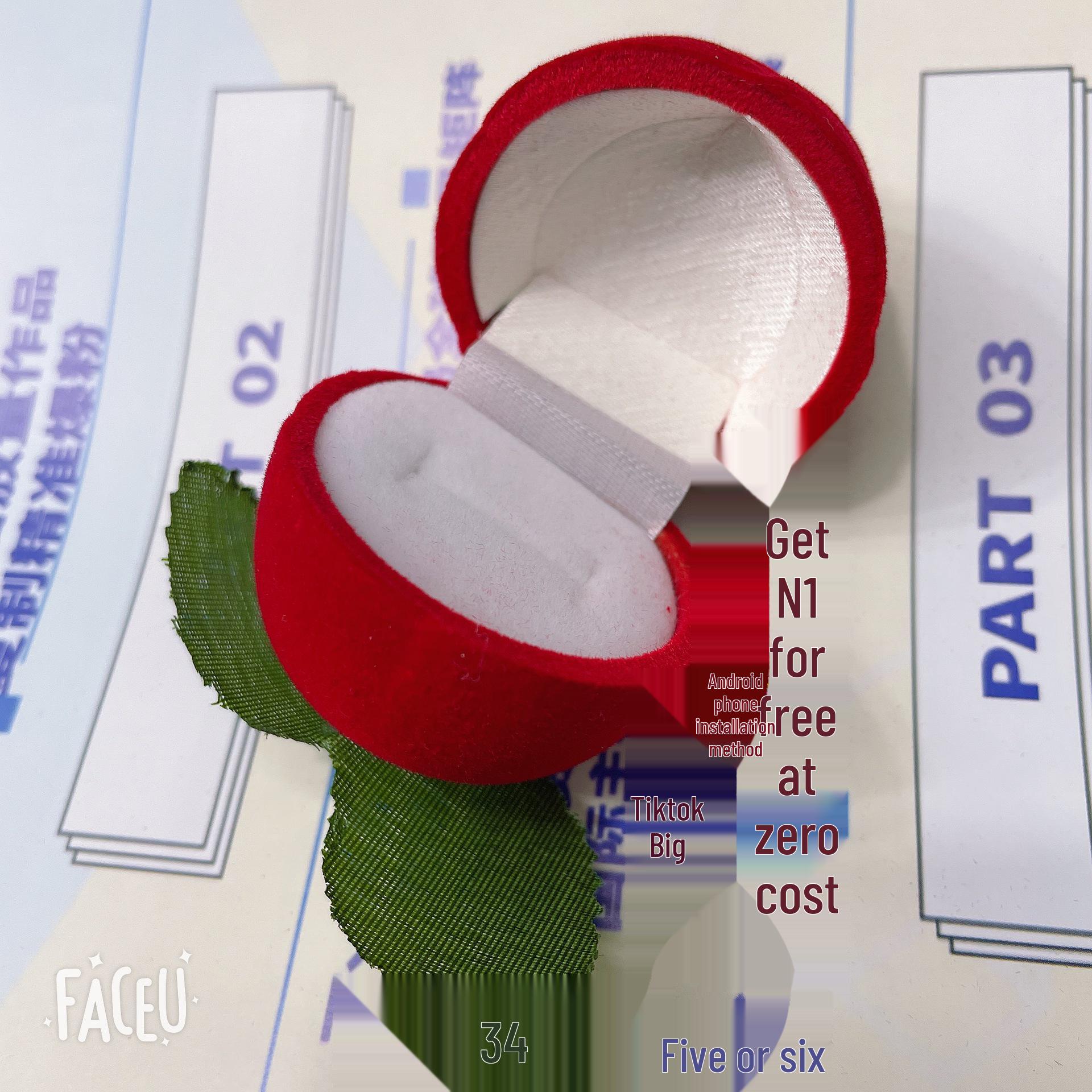 

Romantic Rose Jewelry Gift Box: Stylish Red Ring & Earring Storage for Girlfriend 4x4x4 cm