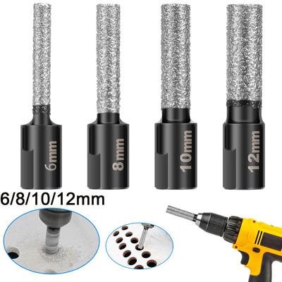4pcs Dry Diamond Drill Bits Set 6/8/10/12mm Tile Drill Bit  Diamond Hole Saws for Granite Tile Ceramic Marble Stone Glass