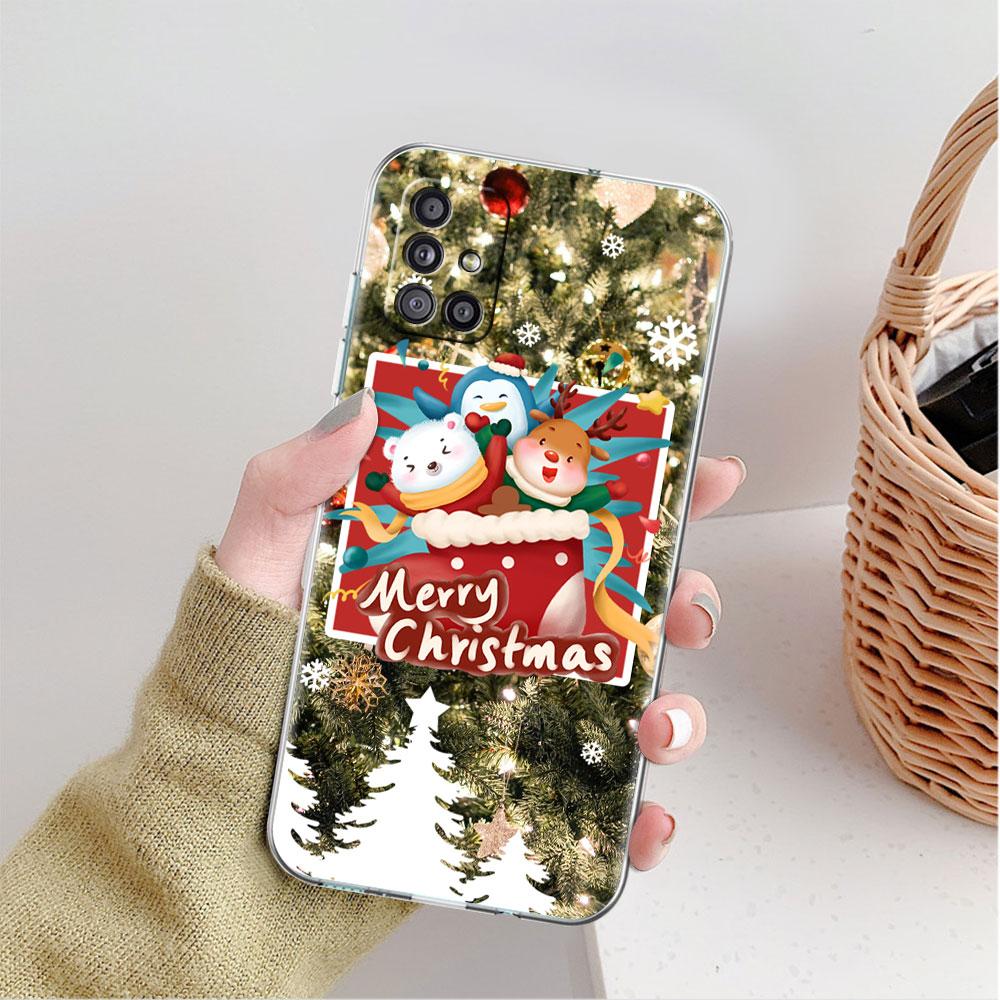 Průhledný kryt s červeným nosem losa a Santa Clausem pro Samsung Galaxy A52 A12 A51 A32 A21s A71 A32 A22 50 A70 A31 A72 5G