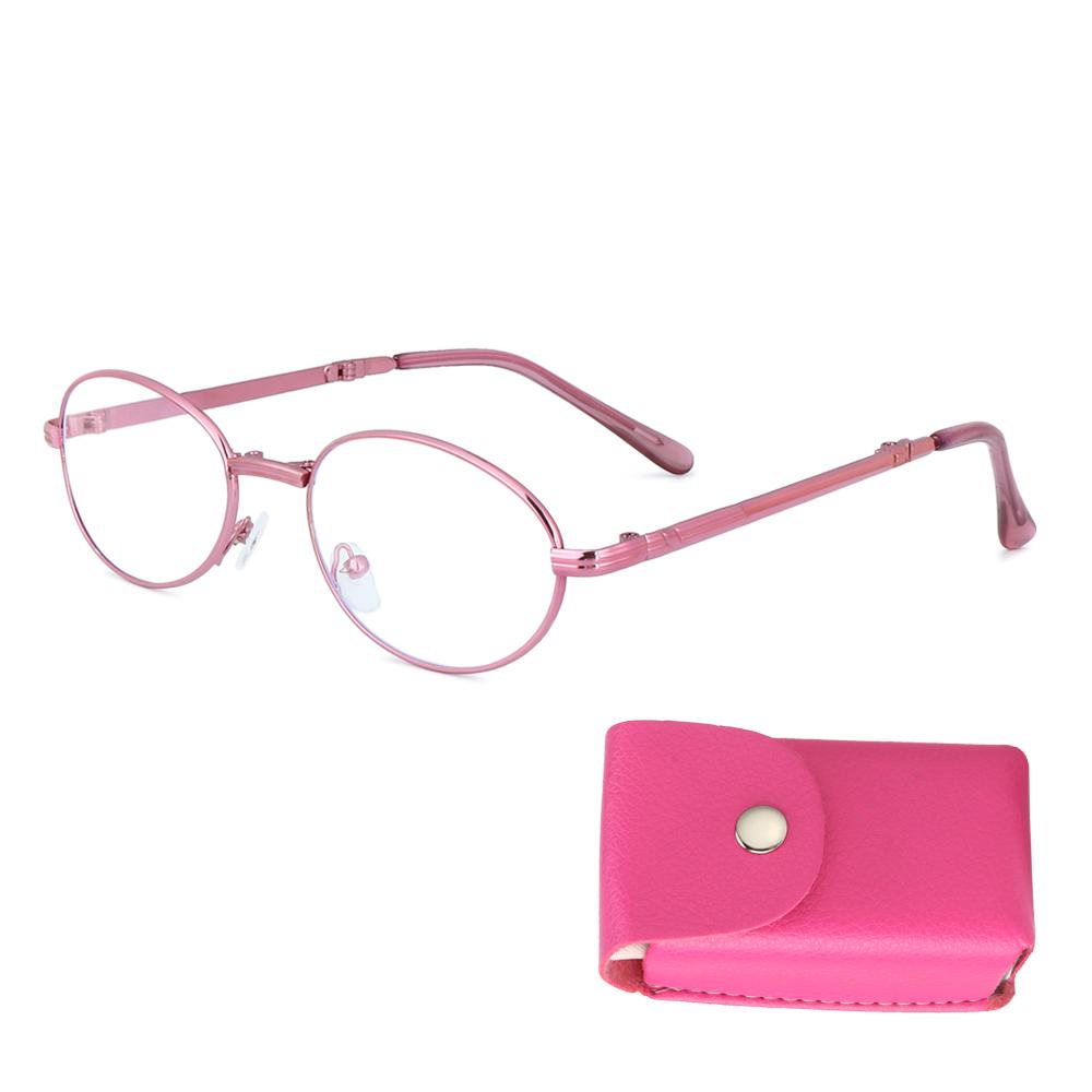 

Classic Portable Folding Reading Glasses Anti Blue Ray Eye Wear Women Metal Material Frame Hyperopia Glasses with Glasses Bag 1