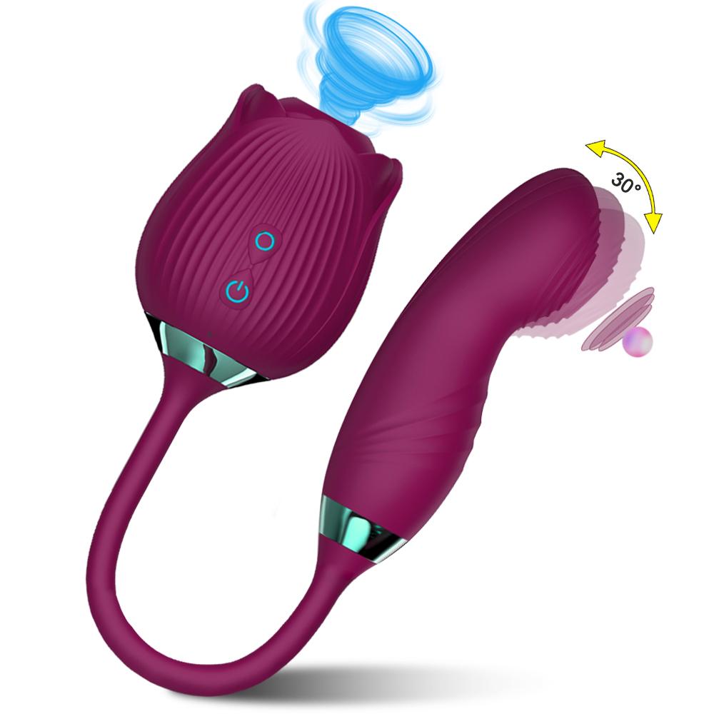 Sex Toy 2 In 1 Sucking Vibrator Nipple Penetration Vagina Rose-Vibrator G-spot Stimulator Masturbation Tools Women Audle Product Dildo Vibrating Egg