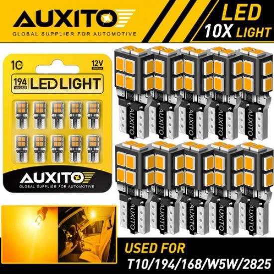 10Pcs Amber T10 168 194 LED Front Side Marker Light Bulbs Yellow For Chevy Ford