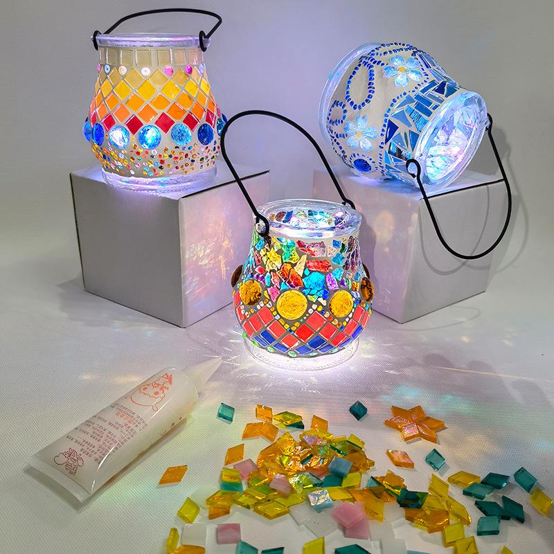 Glass Mosaic Candle Holder DIY Kit: Handmade Parent-Child Educational Toy for Children's Day