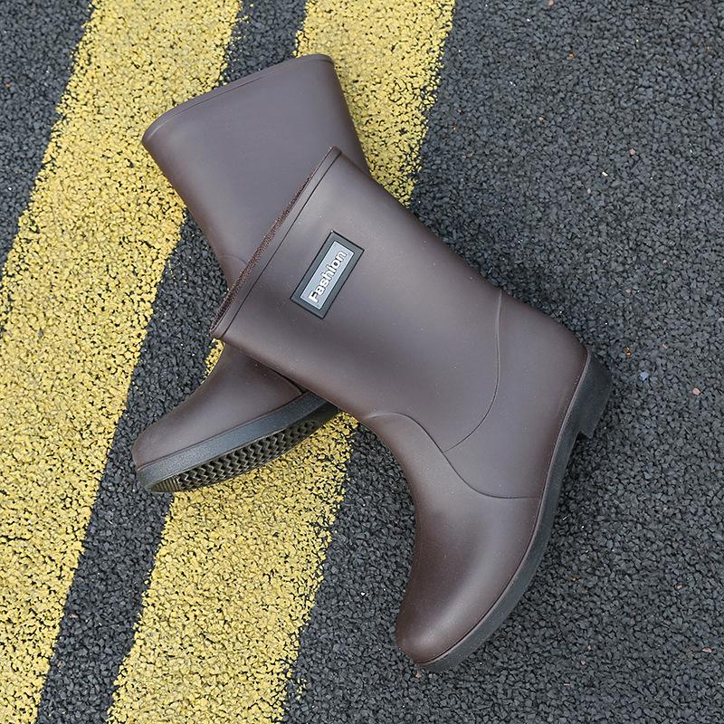 

Модные женские дождевики осенне-зимние высокие водонепроницаемые сапоги для кухни из ПВХ, износостойкие пластиковые сапоги 40 темно-коричневого