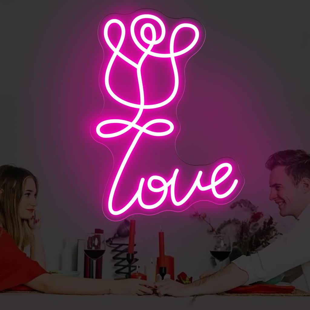 Love Heart Dimmable Neon Sign for Wall Decor, Kids Room, Wedding & Party, Gift for Valentine‘s Day, Girlfriend, Birthday