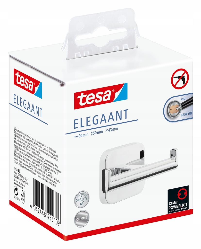 Tesa Elegaant Wieszak Haczyk Na Szlafrok Ręcznik Samoprzylepny Metal Chrom