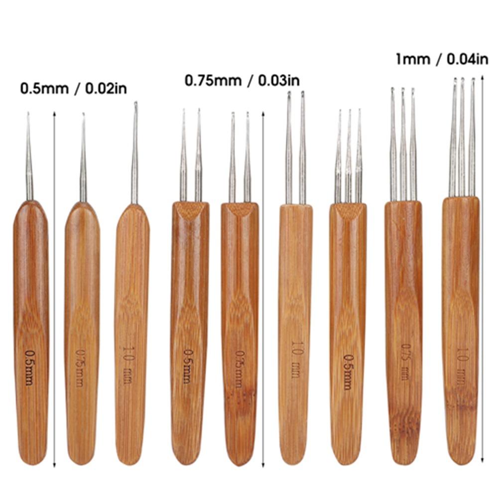 9Pcs 0.5mm 0.75mm Sizes Dreadlock Crochet Hook Braid Hair Weaving Tool  Dreadlock Styling