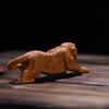 Burl Wood Carving: Fierce Tiger Ornament - Solid Wood Animal Figurine for Home or Car Decor