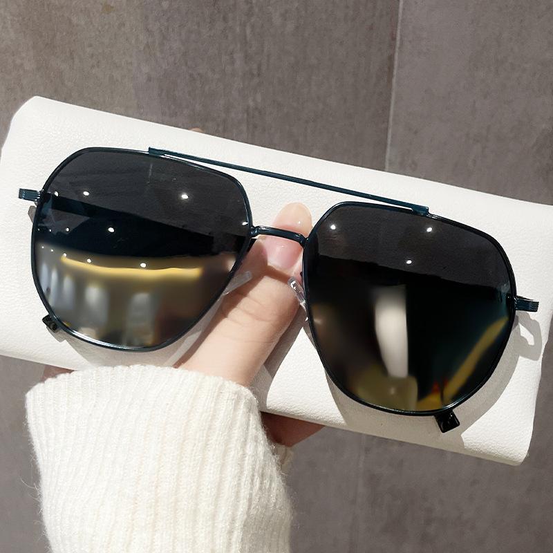 

Vintage Men Women Big Polarized Sunglasses Brand Designer Polygon Square Sun Glasses Black Shades Metal Frame Sunglasses UV400