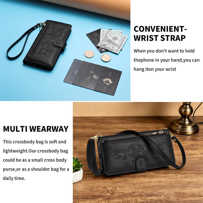 Fashion Long Lanyard Flip Leather Phone Case For iPhone 17 Pro Max 17E 16 Plus 15 14 13 12 Zipper Wallet Card Back Cover Coque