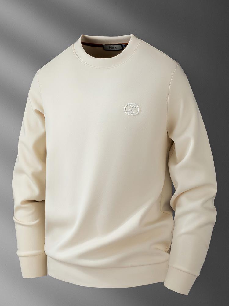 

Men s Slim Fit Embroidered Modal Hoodie, Solid Color, Round Neck, Long Sleeve, High-End, Autumn Collection. 2XL синій