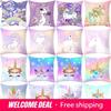 Time Cartoon Home Decor Pernă Mov Unicorn Față de pernă Curcubeu Răsărit de soare Husă de pernă pentru canapea
