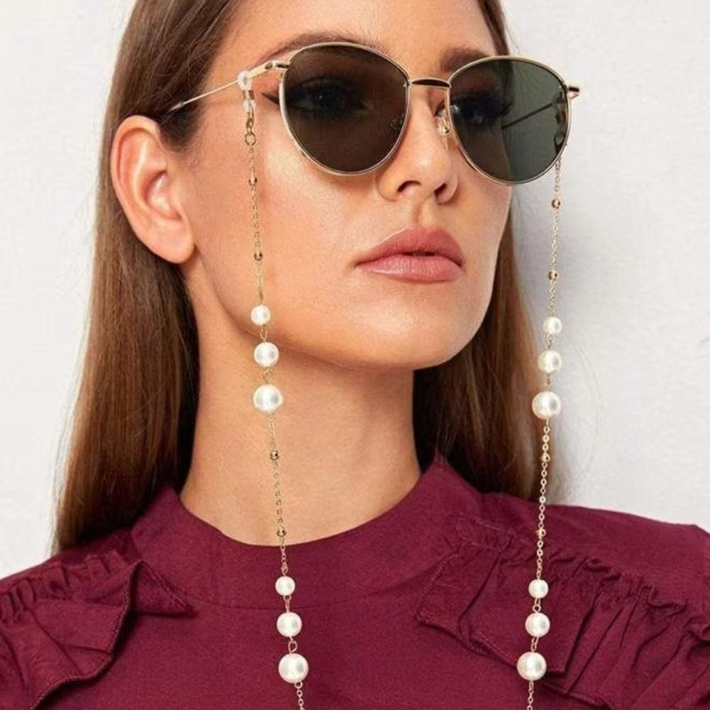 Pearl Beaded Sunglass Chain Hanging Cord Anti Drop Eyeglass Lanyard Adjustable Nonslip Eyeglass Holder Strap Eye Accessories