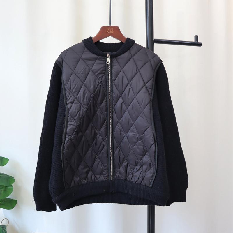 

Осень и зима новая легкая и тонкая хлопковая одежда в стиле пэчворк вязаный кардиган свободного кроя куртка-свитер на молнии женская one size fits all чёрный