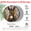 2D Flat, 1pc Round Aluminum Donkey Portrait Vintage Metal Sign, Retro Farm Animal Art Print with Distressed Rustic Finish - Vintage Wooden Background