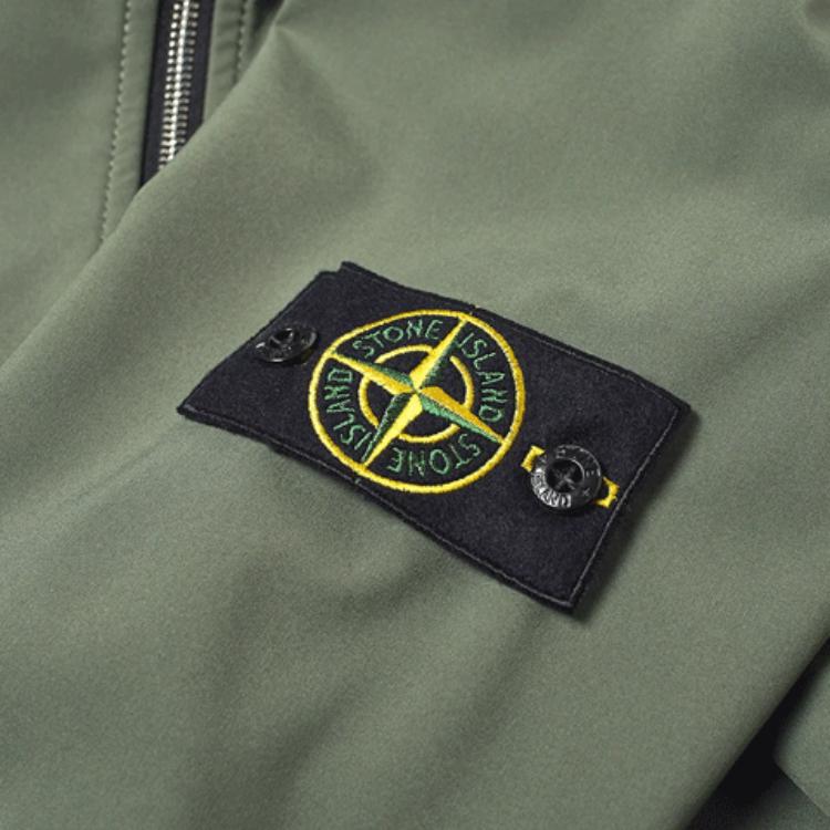 STONE ISLAND Logo-Aufnäher Kapuzenjacke Langarm Reißverschluss Jacke Herrenjacken Militärgrün 721540927-V0058