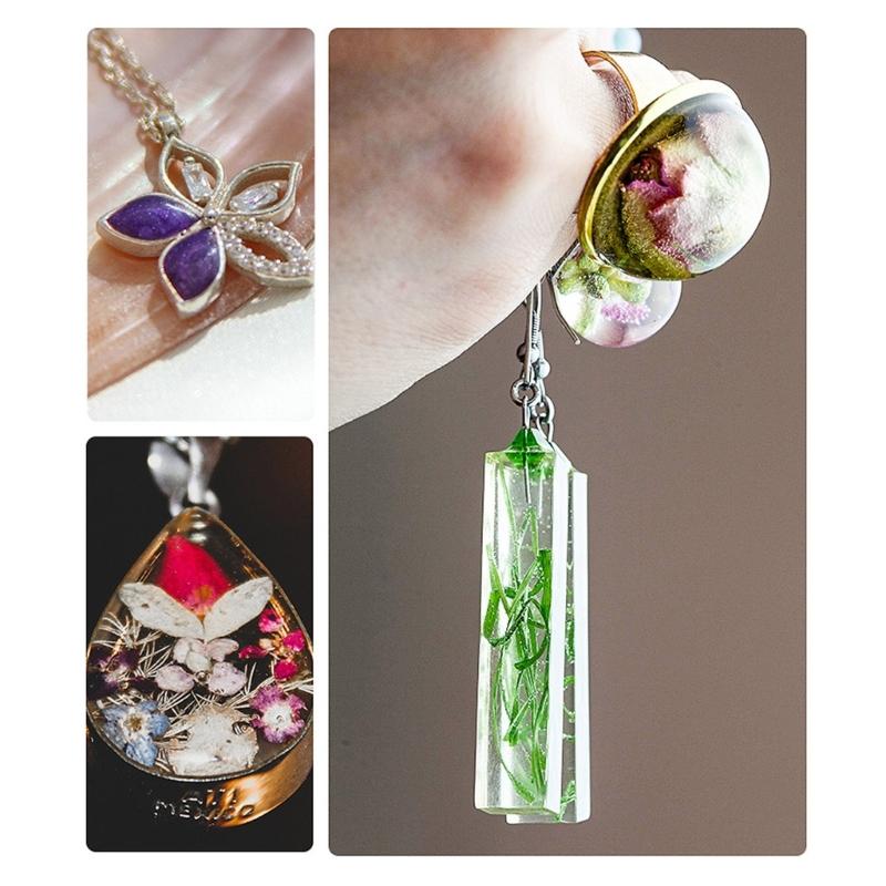 Resina Dura UV Cristallina Resina a Polimerizzazione Rapida Ultravioletta per Creazione di Gioielli Decorazione Artigianale, Colla Dura Trasparente