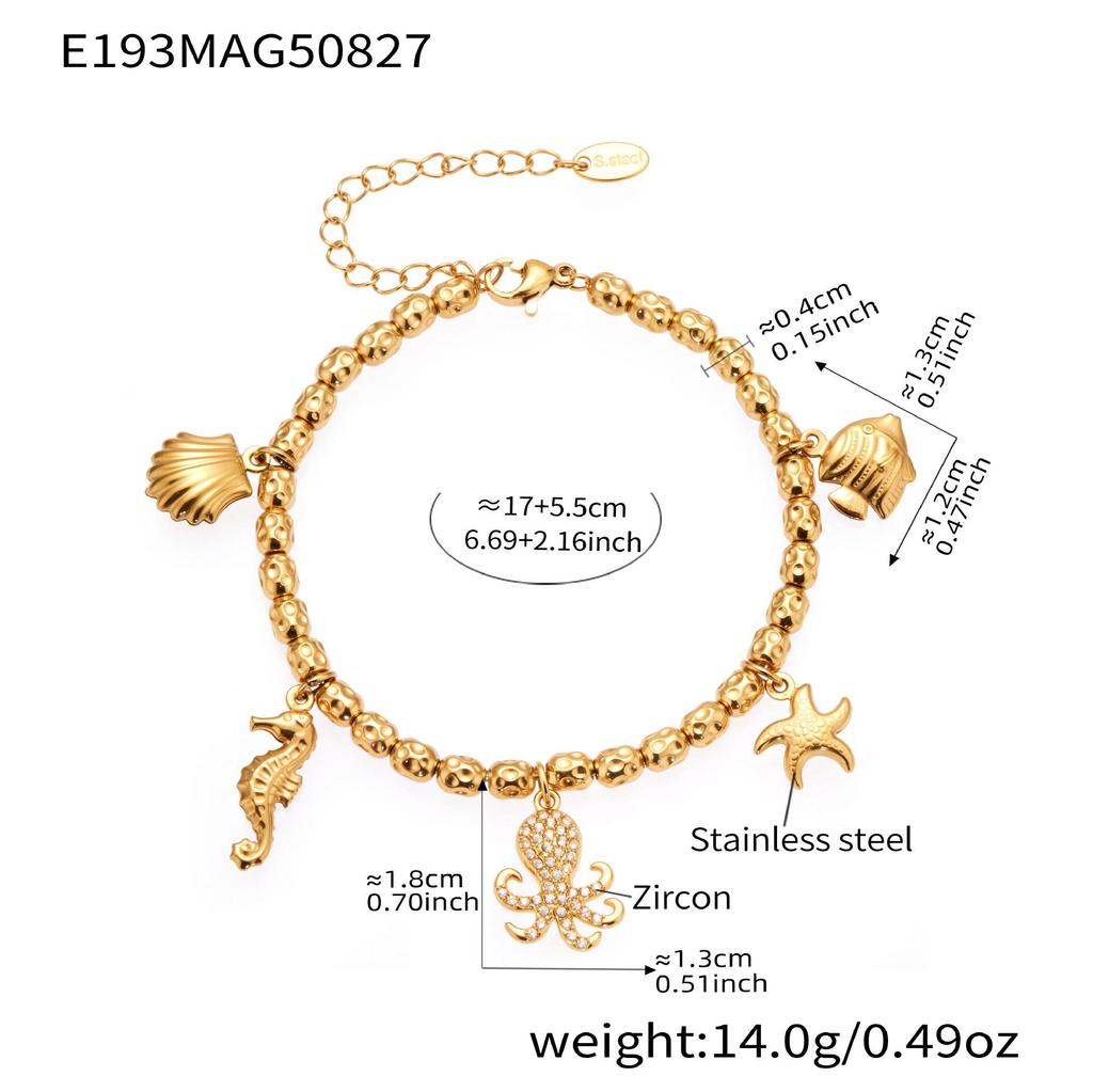 Qiong Yao Ocean DIY Beaded Bracelet Set: Starfish Shell 5A Zirconium Stainless Steel Ornament