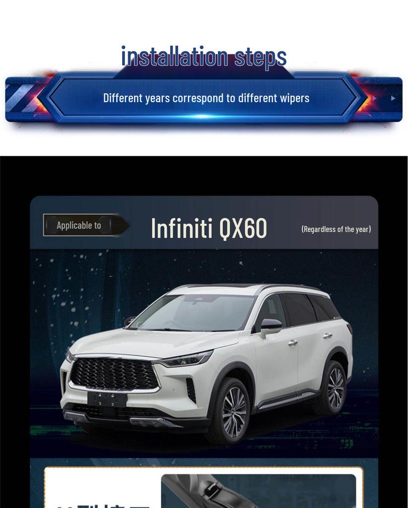 Infiniti QX60 2022 Front & Rear Boneless Wiper Blade Strip