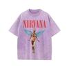 Nirvana Angel Graphic Vintage Washed T-Shirt, Retro Rock Band Oversized Cotton Tee, Streetwear Tops