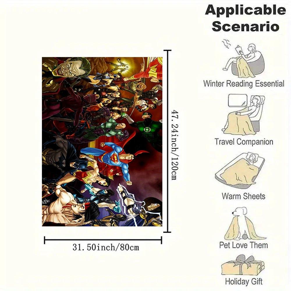 Superheldenstrijd: Epic Comics Kunstprint Dekentje Flanellen Plaid voor Bank, Bed, Reizen, Kamperen, Kantoor, Bankstel, Stoel