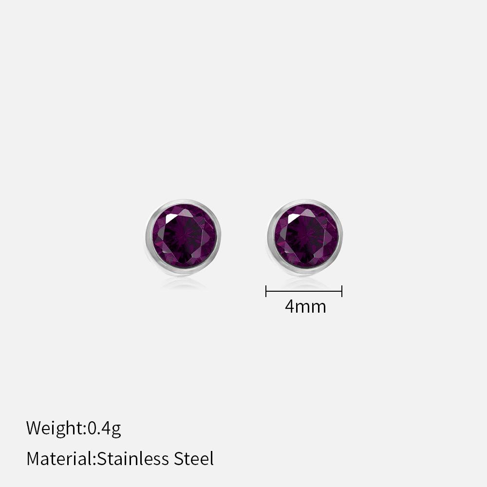 Simple Crystal Stud Earrings Fashion Women December Birthstone Colorful Diamond Earrings for Girls Gift