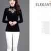 Women's Printed Stretch Base Shirt   Slim Fit Lace Rhinestone Long Sleeve T-Shirt Fall Winter