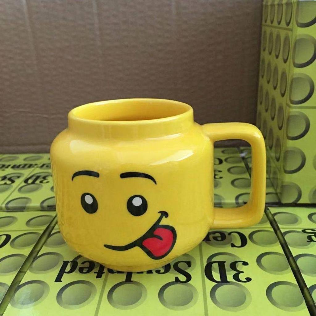 Creative Personality Cute Expression Ceramic Mug | Little Figure Head with a Smiling Face | Unique Gift Cup for Drinking Water.
