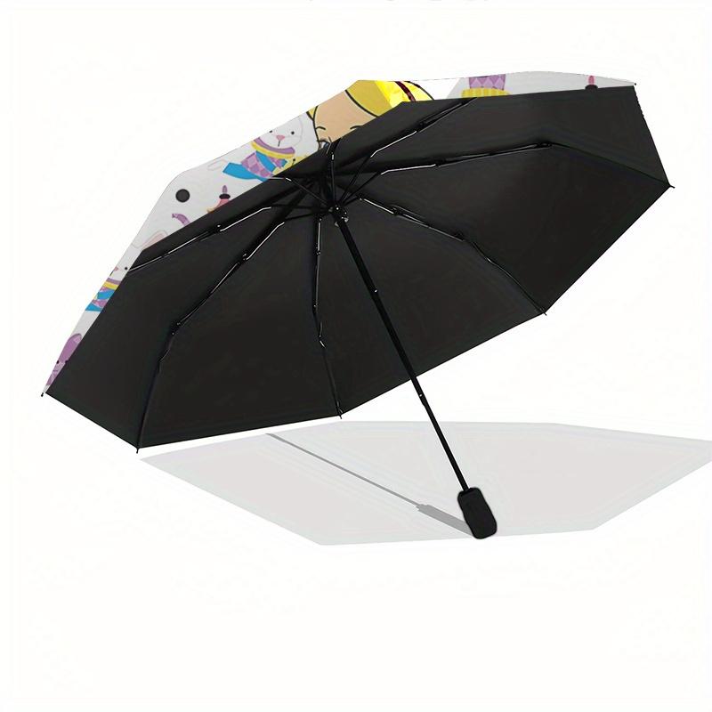 Disney Alice, Wonderland Automatic Open/Close Umbrella - Cute Umbrella with Cute Design, Portable 3-Fold Compact Umbrella for Men & Women, V