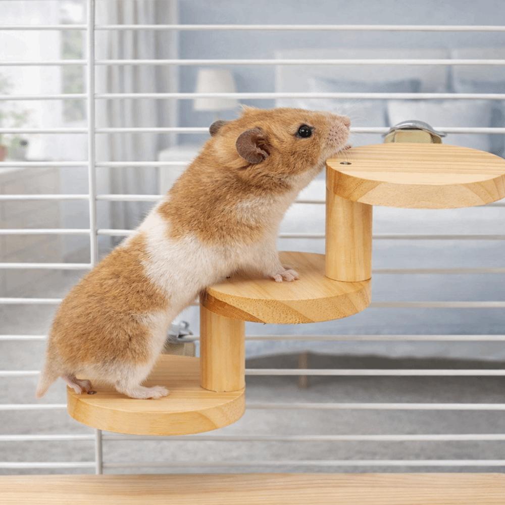 Wall Mounted Hamster Wooden Ladder Bite Resistant Resting Board Hamster Climbing Scratching Surface Small Pets Stairs