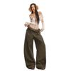 American Floral Balloon Pants - Women's Elastic Waist, Loose, Tie-Up, Slimming, Wide-Leg Design for Autumn & Winter